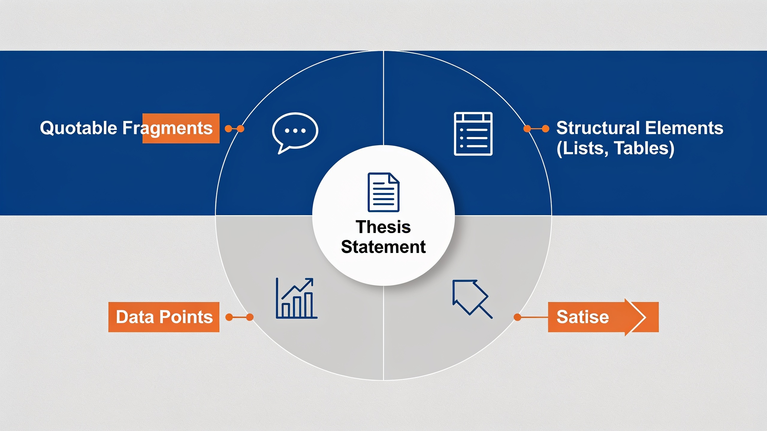 Content teardown infographic showing how a blog post breaks down into modular components for repurposing