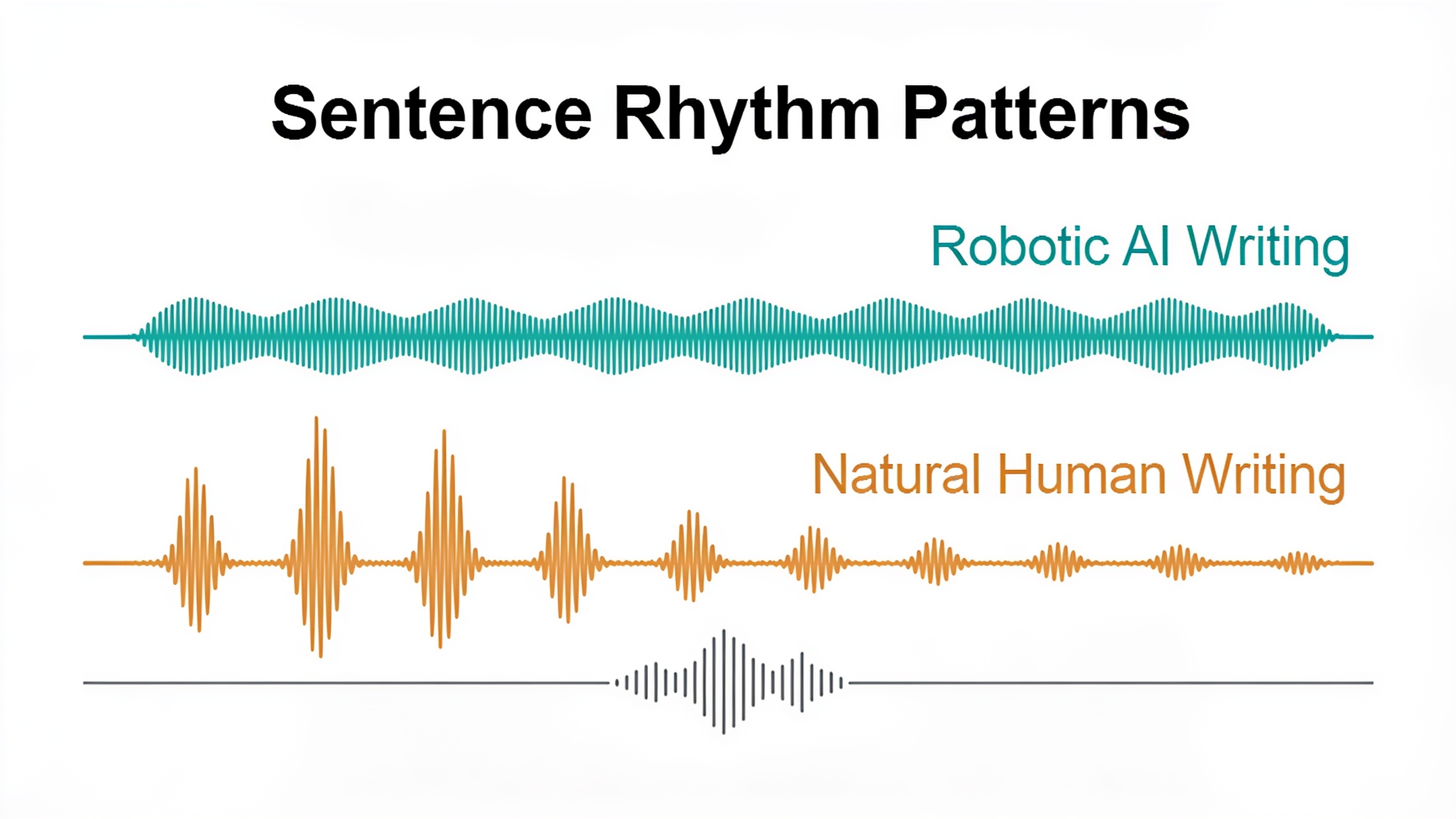 Visual comparison of sentence rhythm patterns between robotic and natural writing styles
