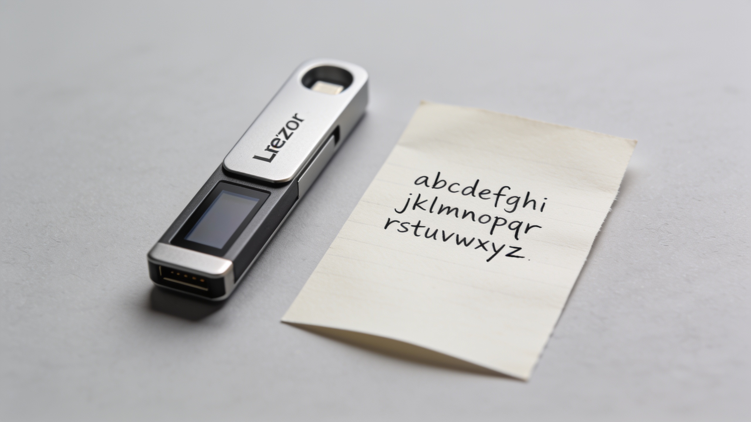 Hardware wallet device and paper wallet comparison showing two cold storage methods for cryptocurrency security