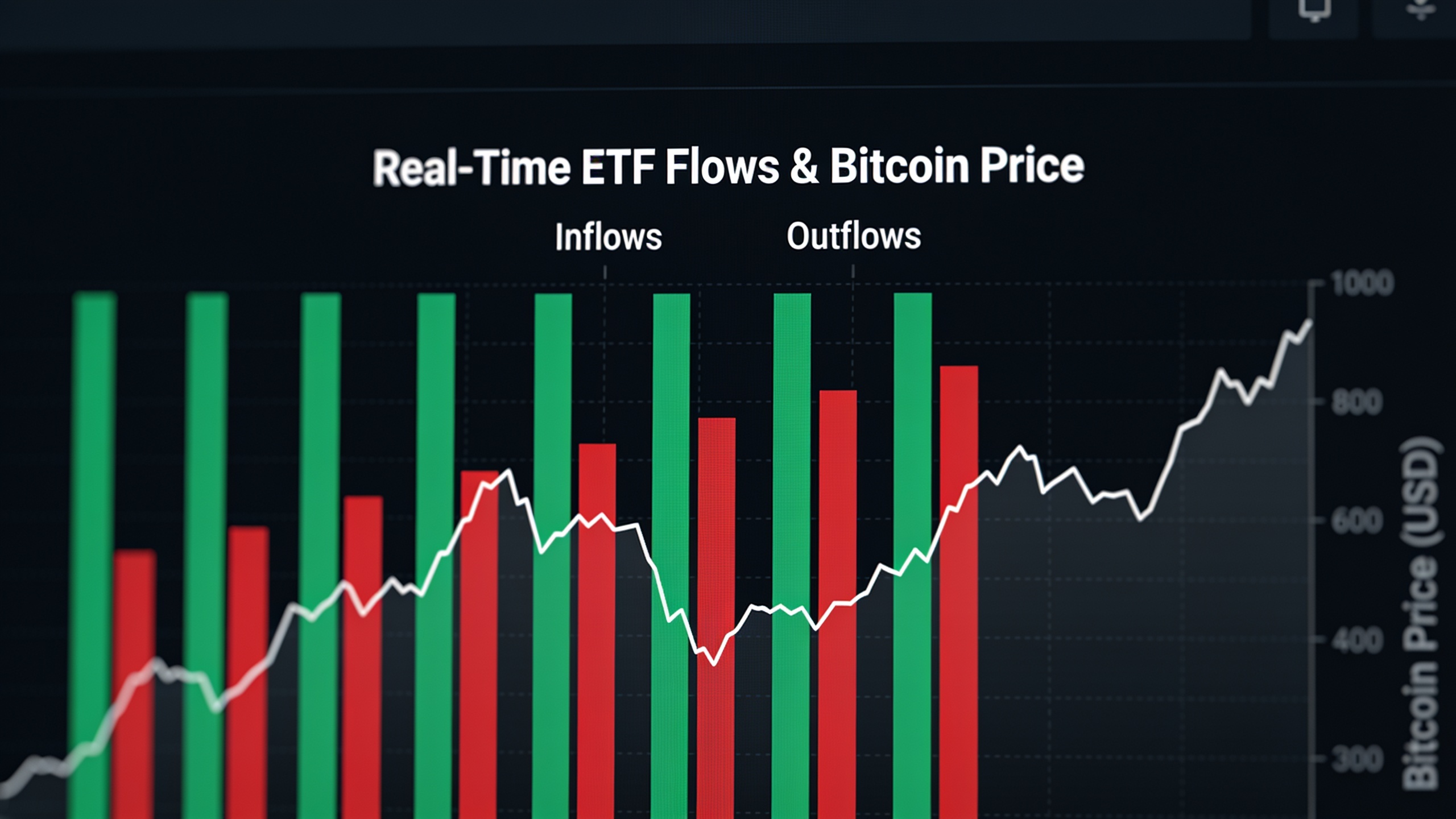 Real-time ETF flow data dashboard showing institutional Bitcoin inflows and outflows