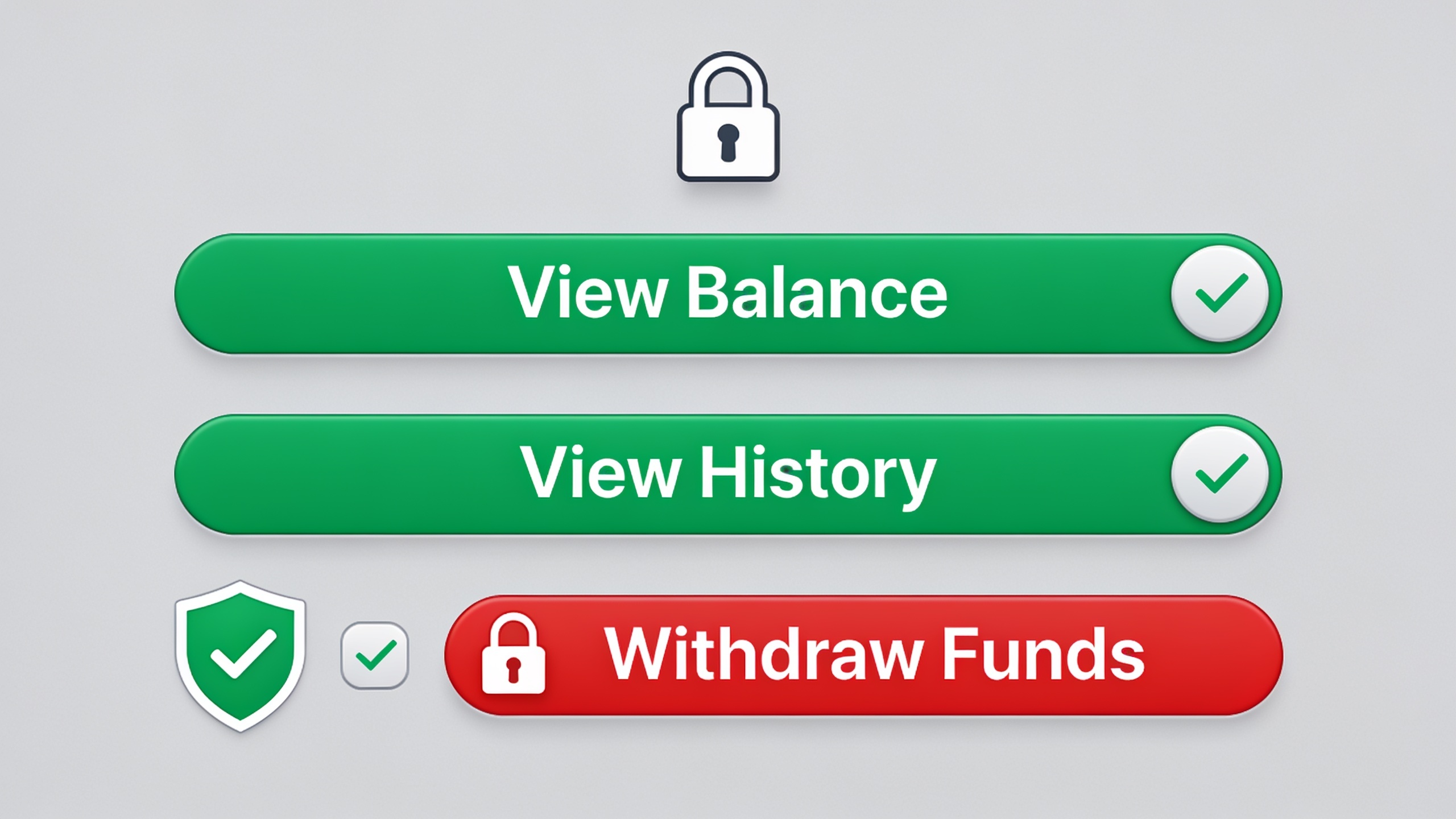 Security permissions diagram showing read-only API key settings with withdrawal access disabled for portfolio tracker protection