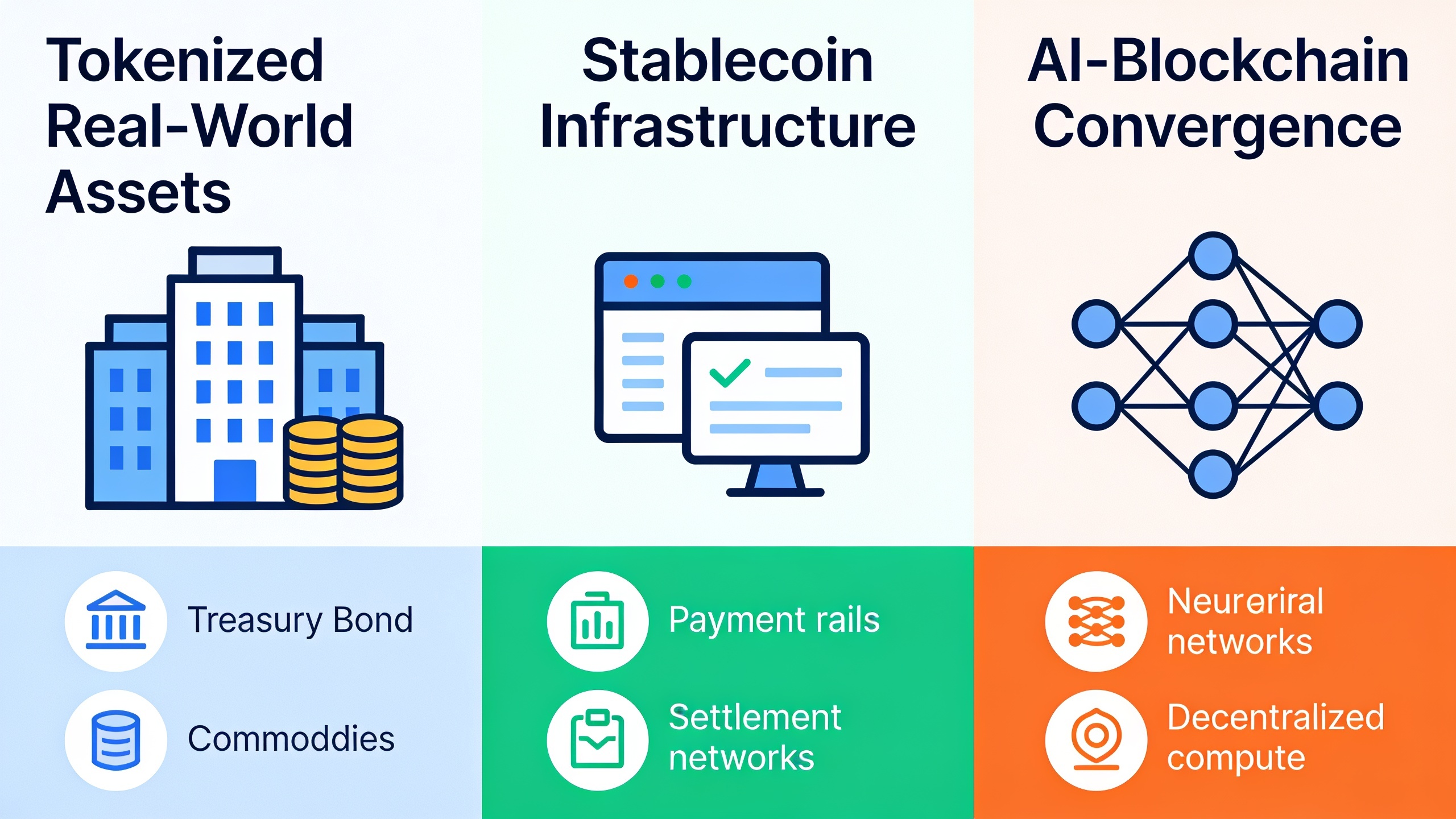 Three winning crypto venture capital sectors: RWAs, stablecoin infrastructure, and AI-blockchain convergence
