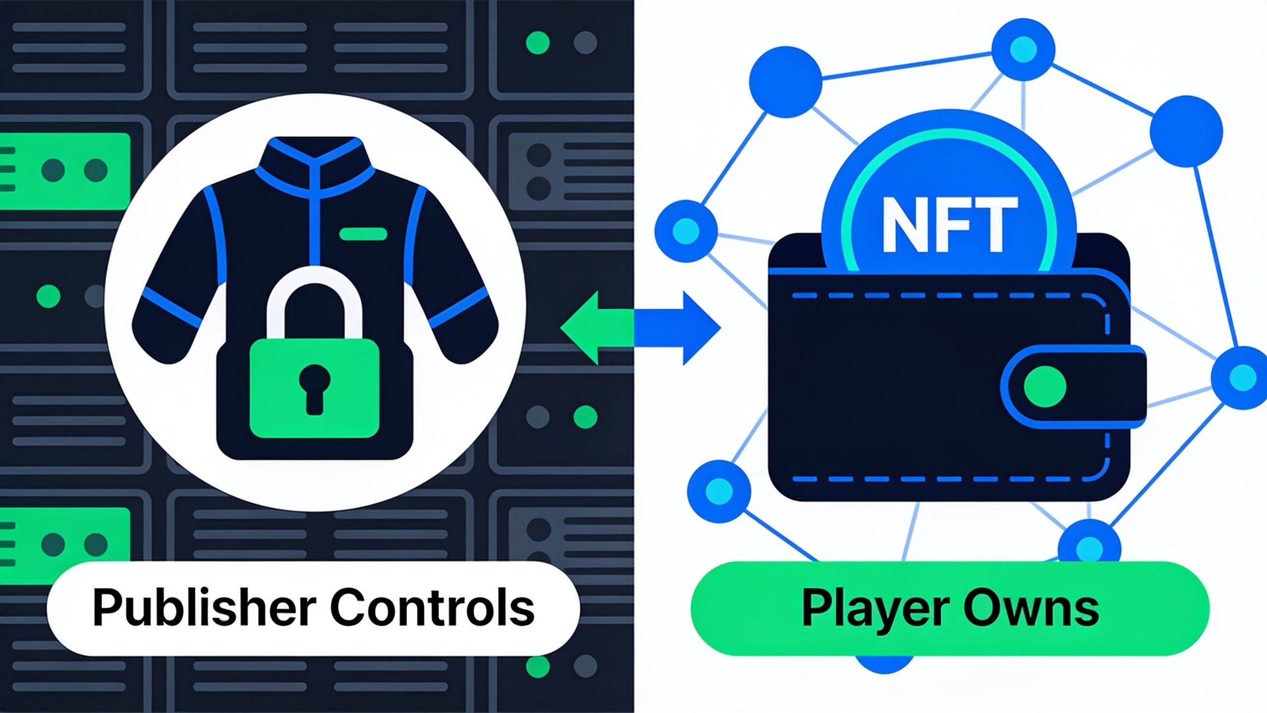 Comparison of traditional game skins versus NFT-based in-game assets ownership