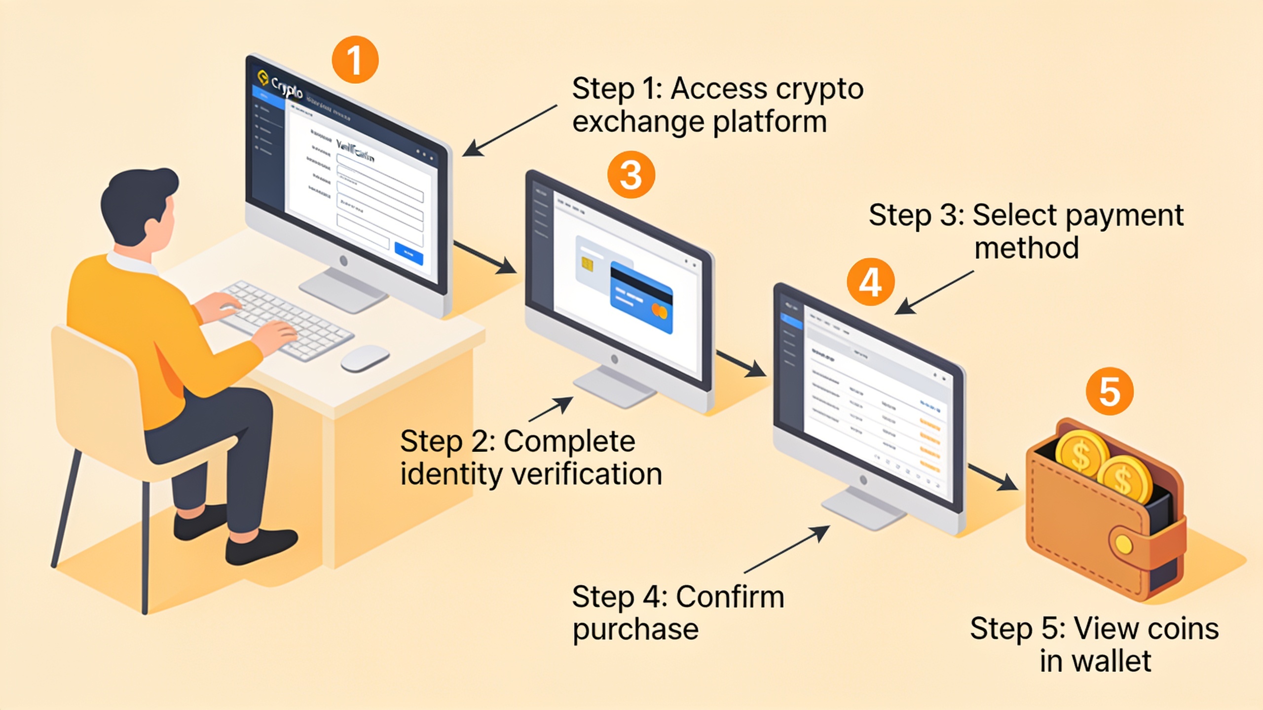Step-by-step visual guide to buying cryptocurrency through a centralized exchange platform