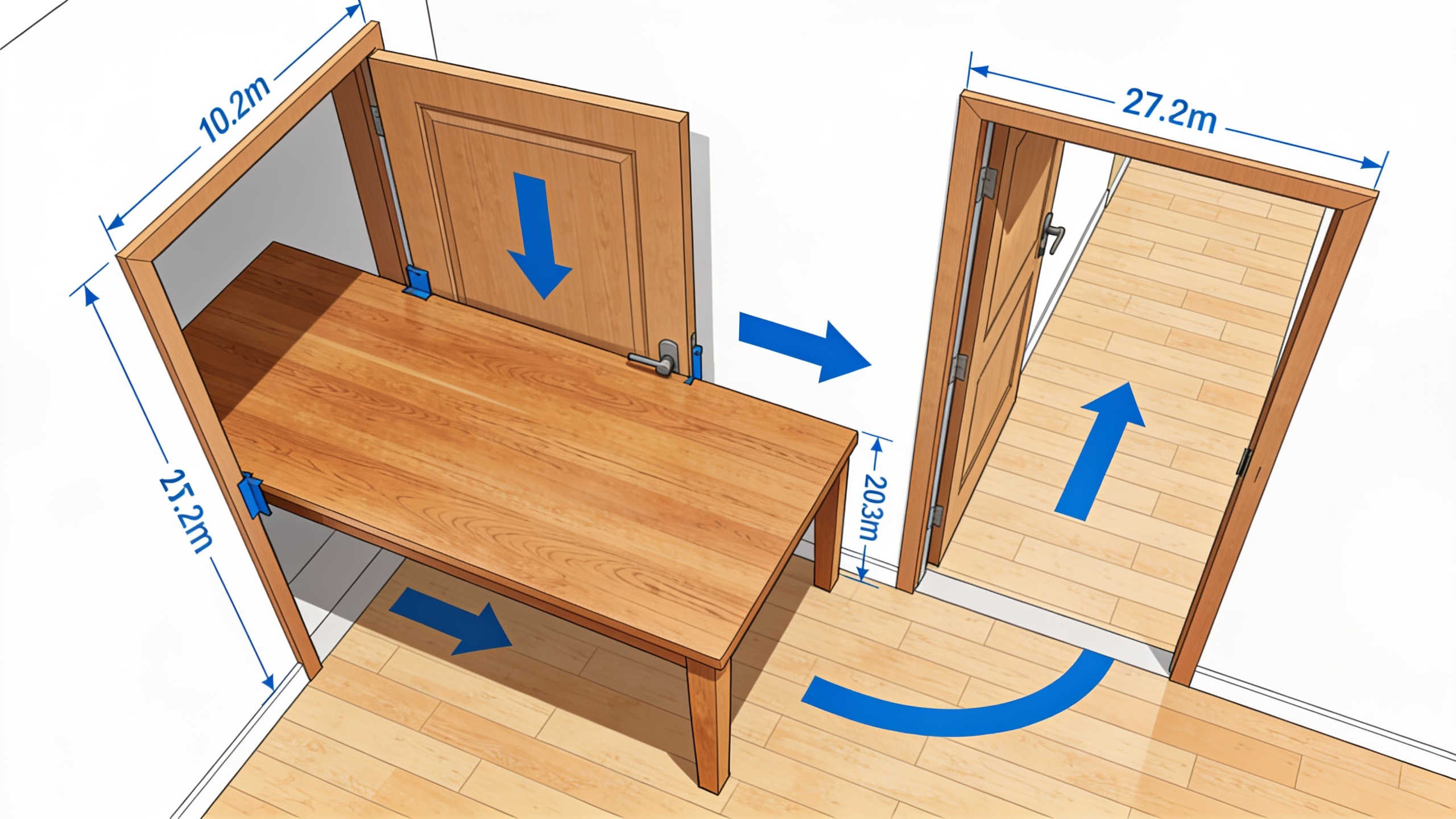 Diagram showing how to measure doorways and hallways for furniture delivery
