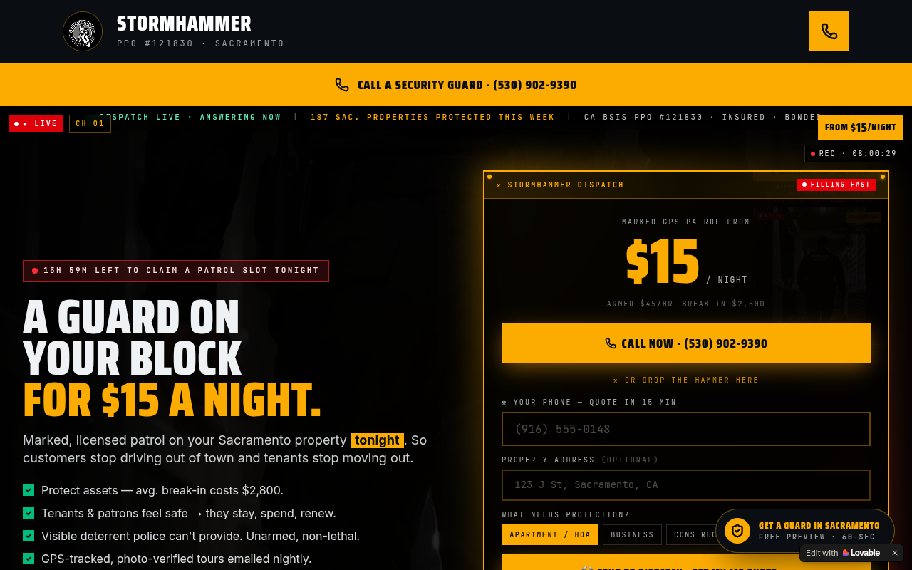 Stormhammer Security website screenshot