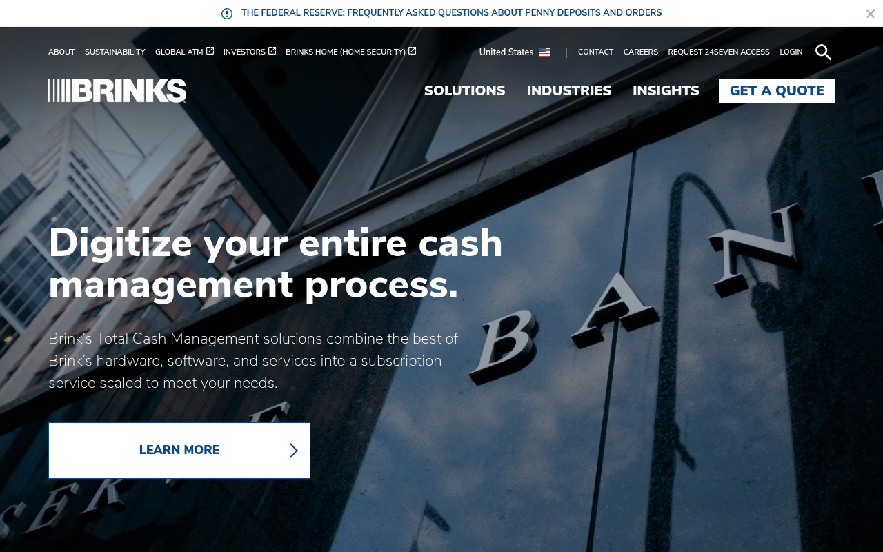 brinks.com website screenshot