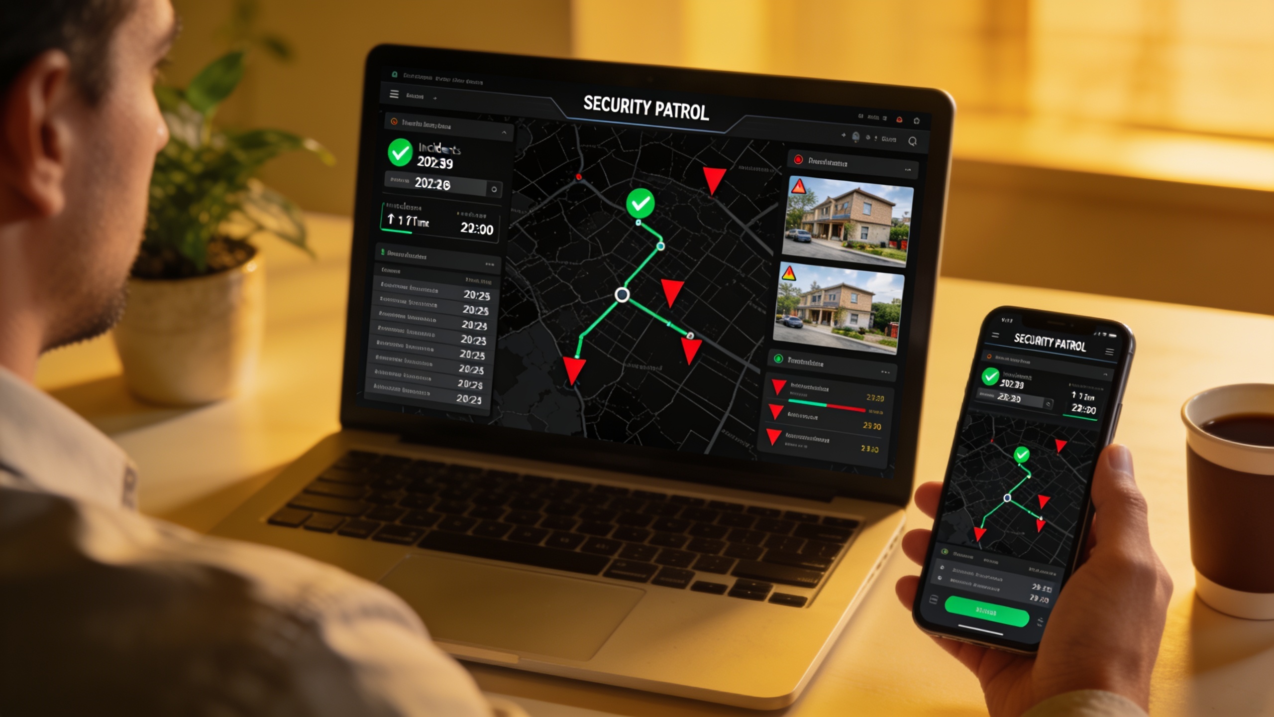 Property manager accessing live GPS patrol dashboard
