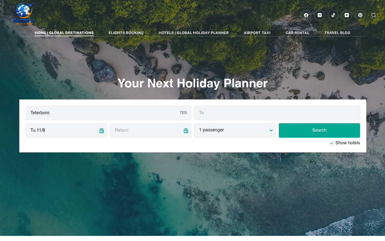 Global Holiday Planner website screenshot