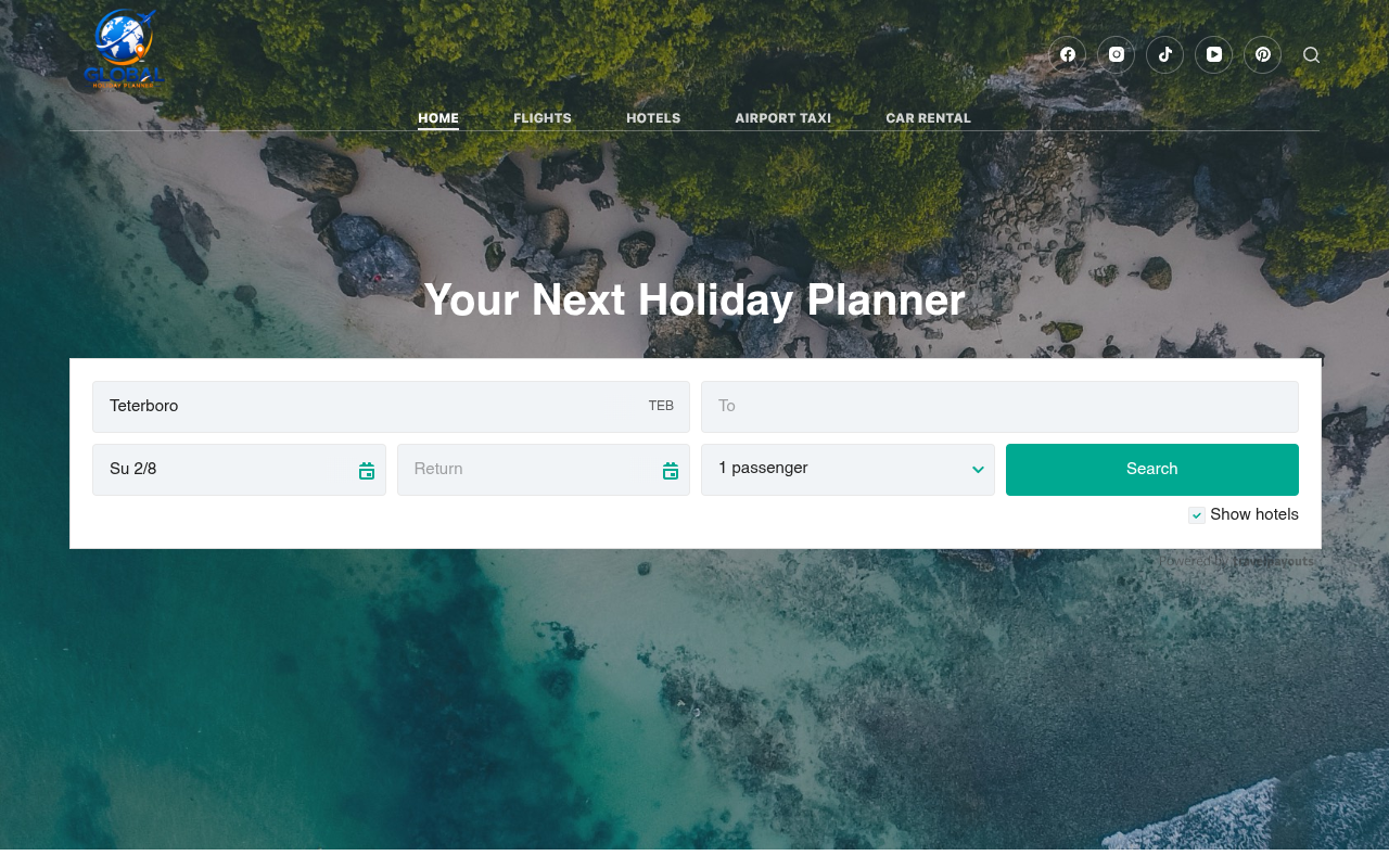 Global Holiday Planner website screenshot