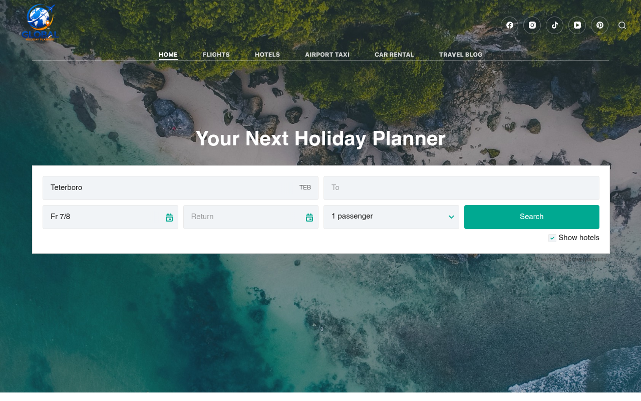 Global Holiday Planner website screenshot