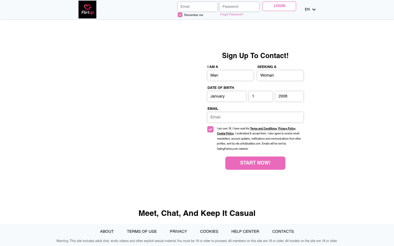 Flirtup website screenshot