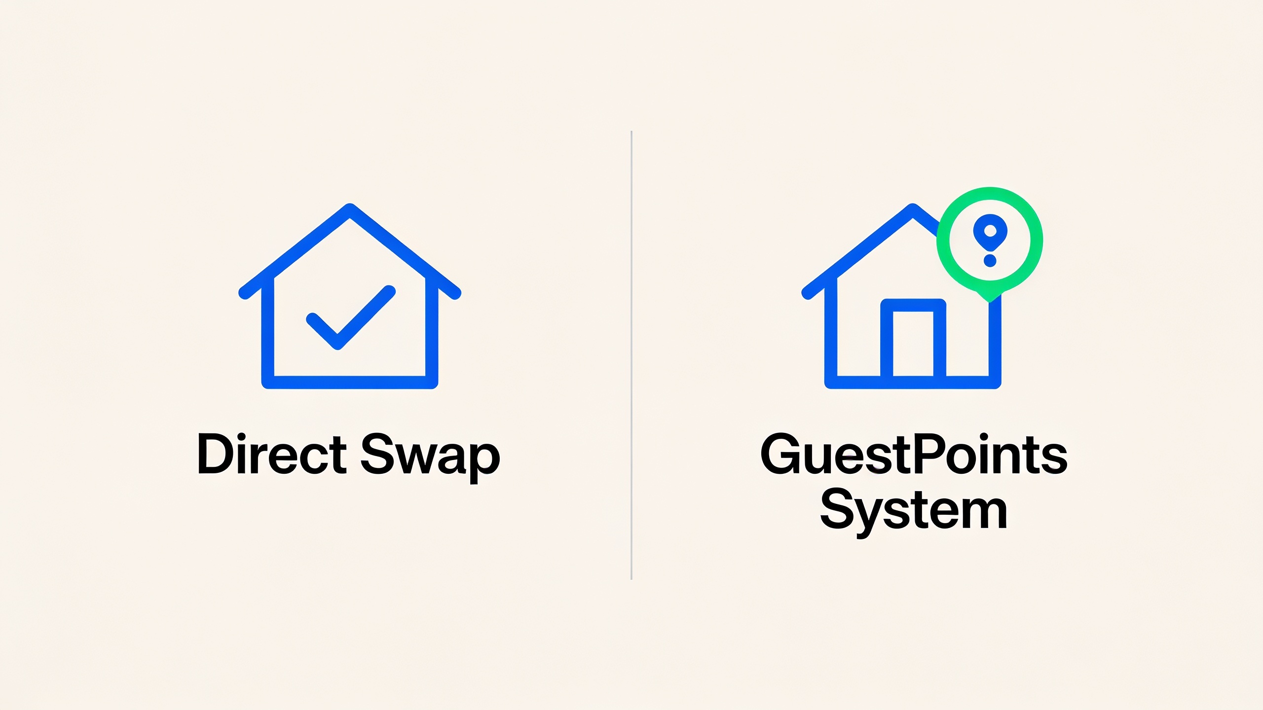 Infographic comparing direct home swap model versus points-based exchange system