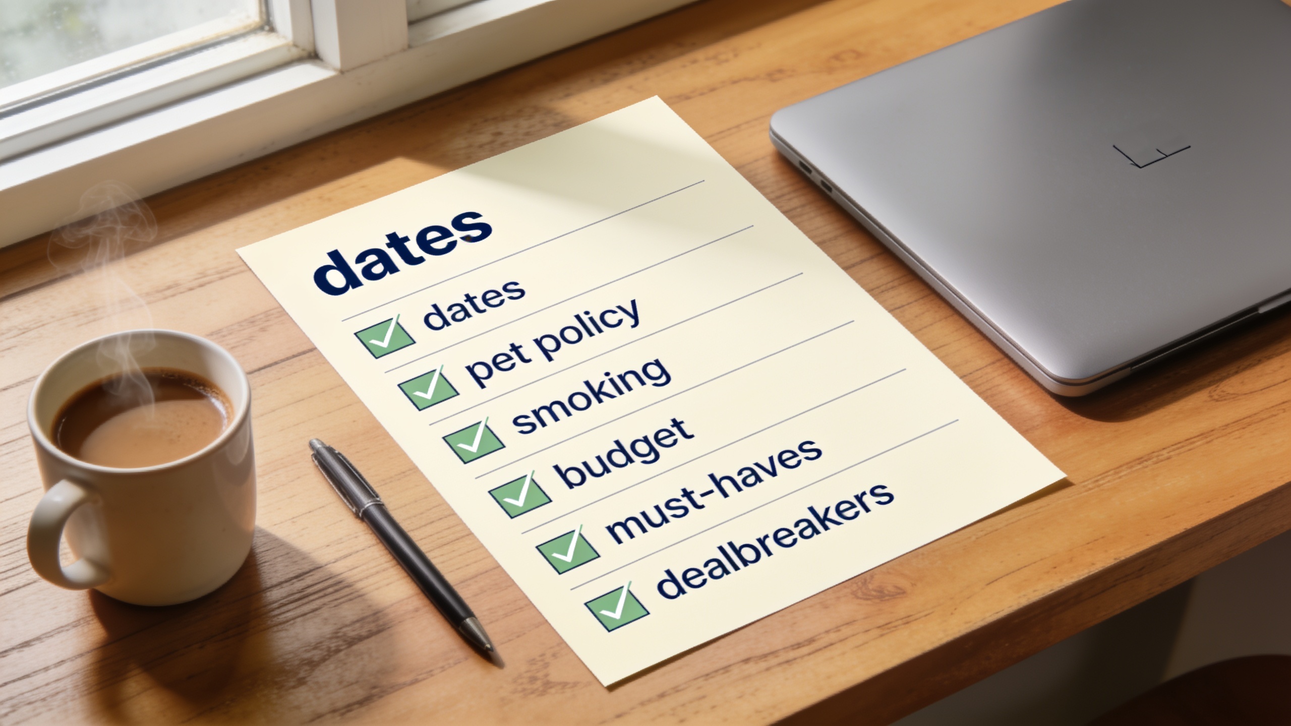 A home swap negotiation checklist showing must-haves and dealbreakers for planning a successful exchange