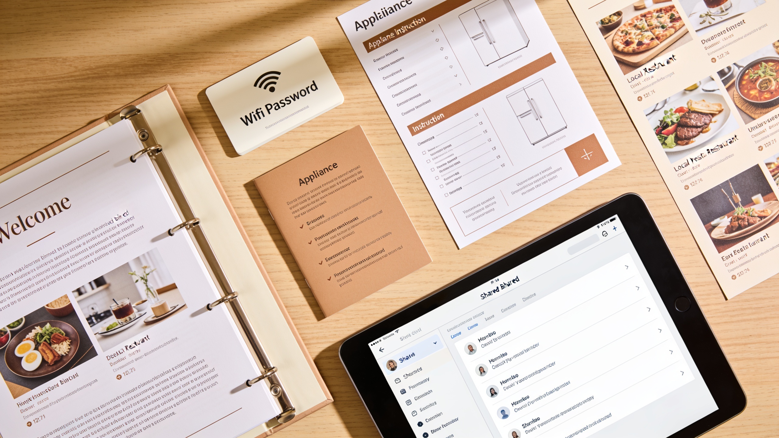 Welcome binder and digital guide materials for home swap guests
